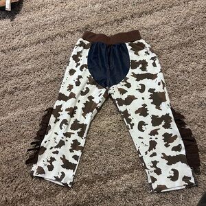 Cow Print Kids Pants with Fringe